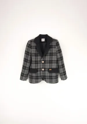 37.2-GREY CHECK WOOLEN BLAZER W/LAPEL