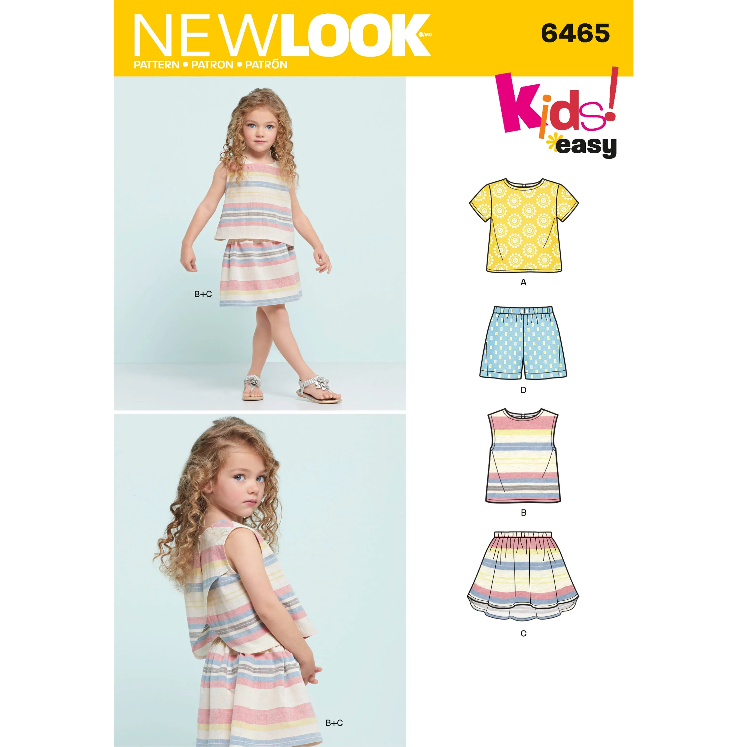 6465 Child's Easy Top, Skirt and Shorts