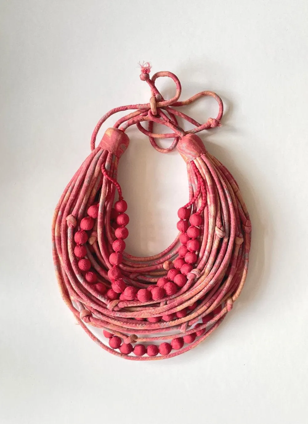 Africa Tribal Layered Beaded Necklace Pink/Soft Coral