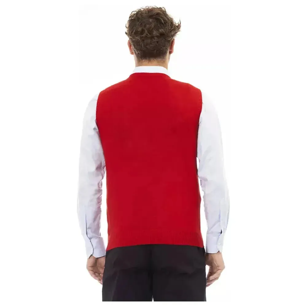 Alpha Studio Red Viscose Men Vest