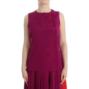 Barbara Casasola Stunning Silk Sleeveless Purple Blouse