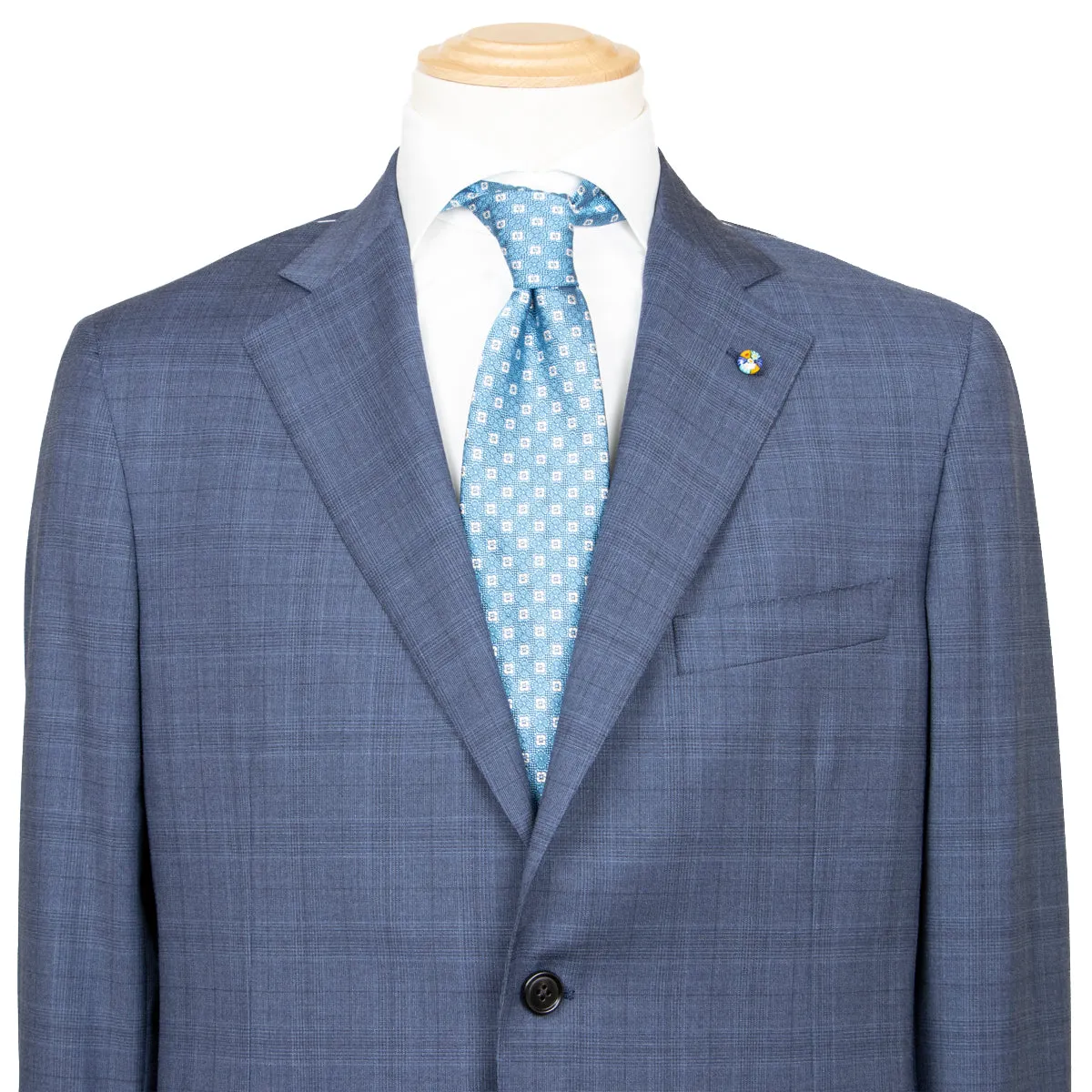 Blue Check “Natural Soft” Pure Wool Suit