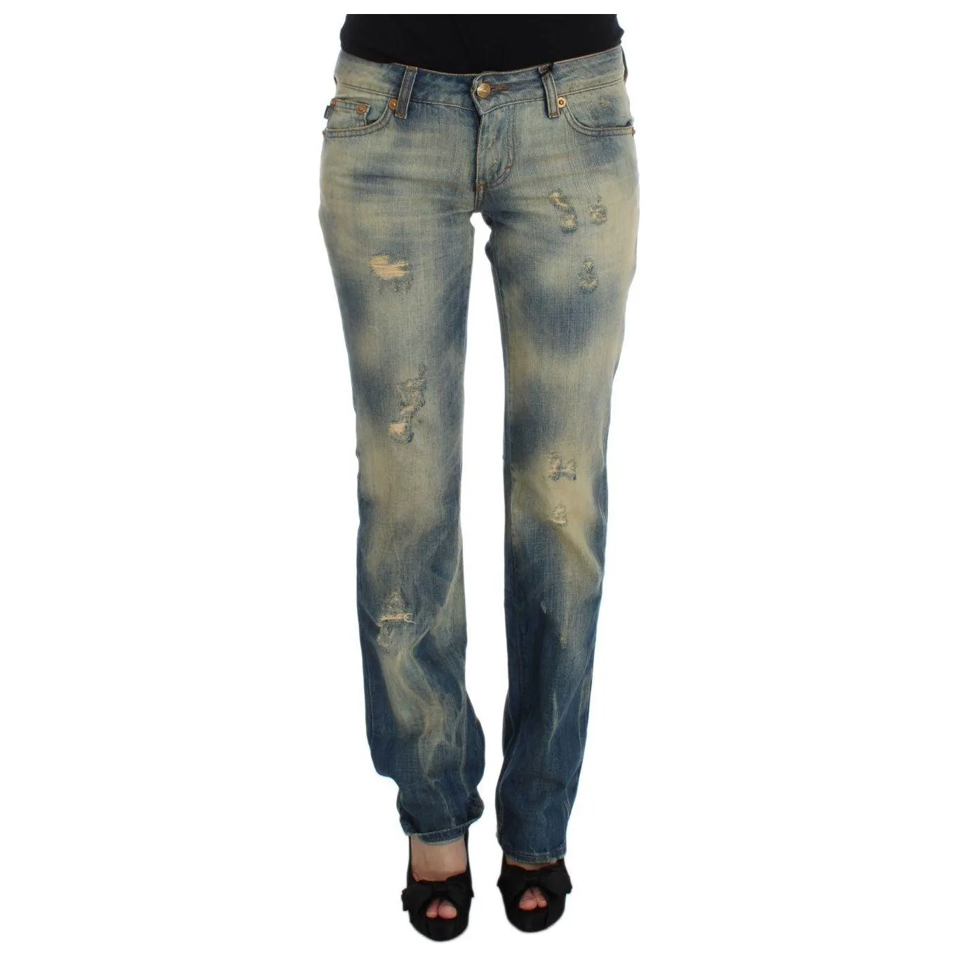 Cavalli Elegant Slim Bootcut Blue Jeans