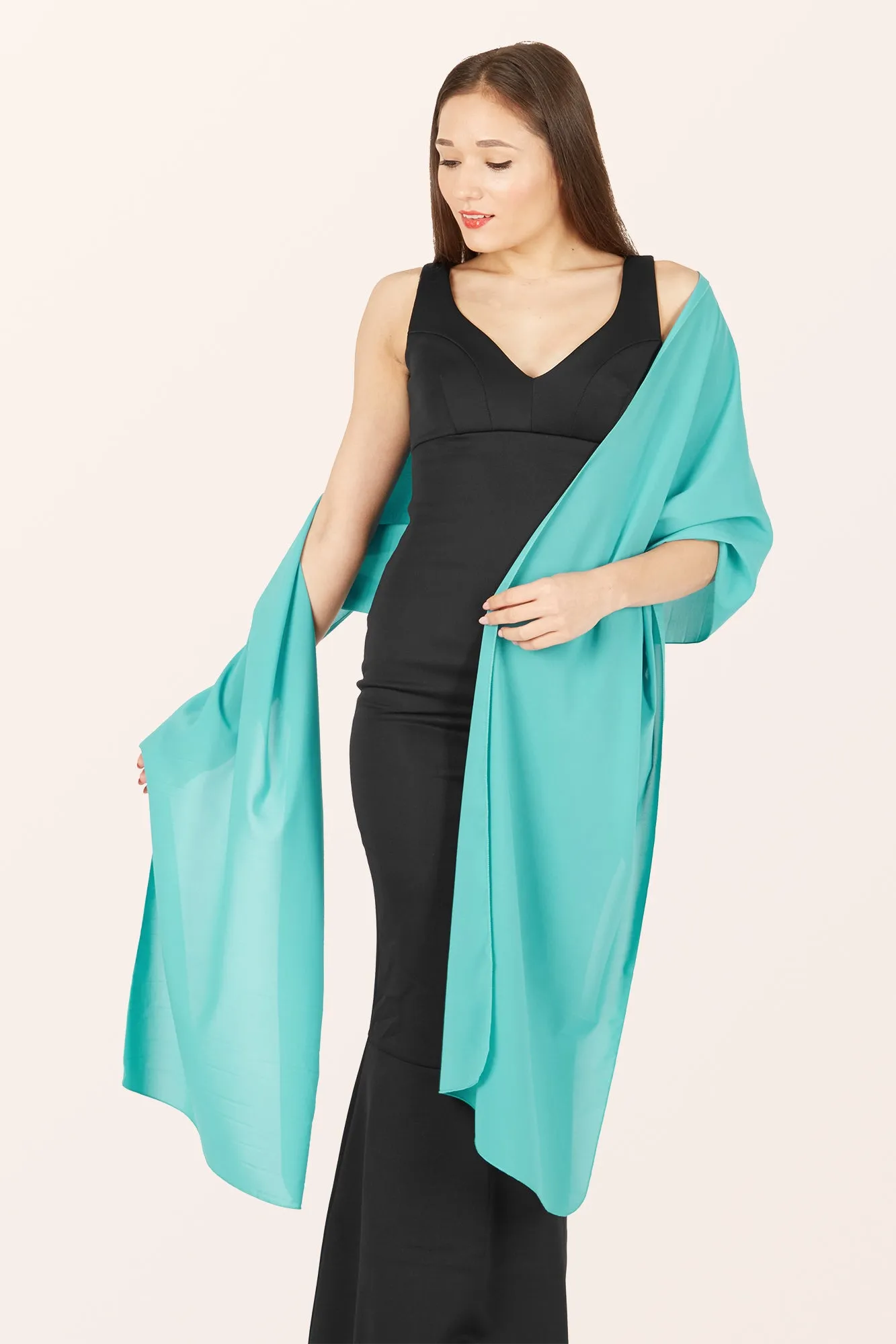 Chiffon Shawl - Aqua