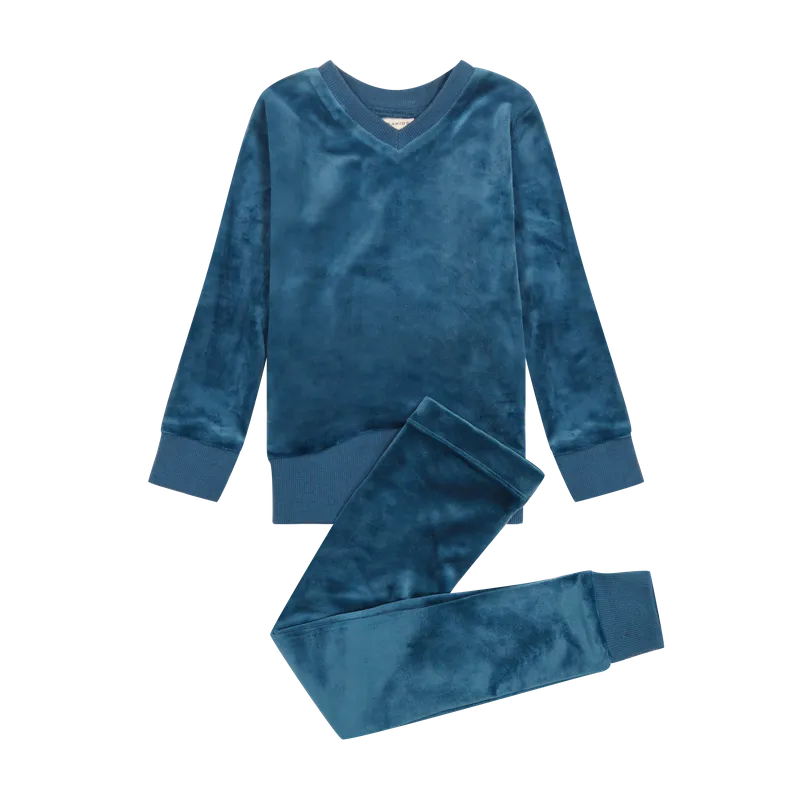 Cobalt Blue Velour Pajamas