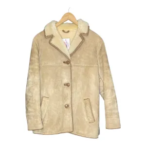 Corker Real Sheepskin Natural Long Sleeved Coat UK Size 16