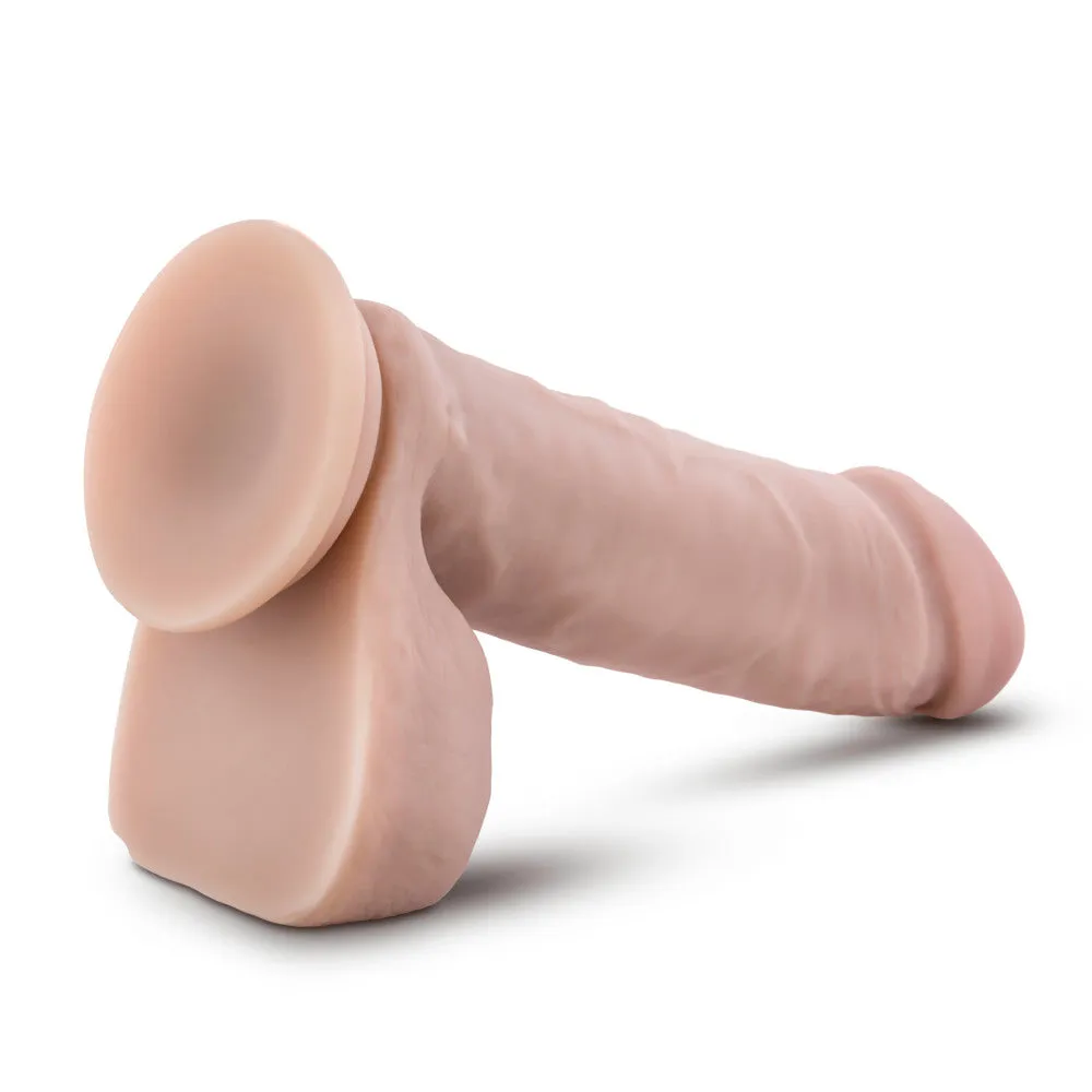 Coverboy™ By Blush® | Cowboy Realistic Curved Beige 8-Inch Long Dildo With Balls & Suction Cup Base