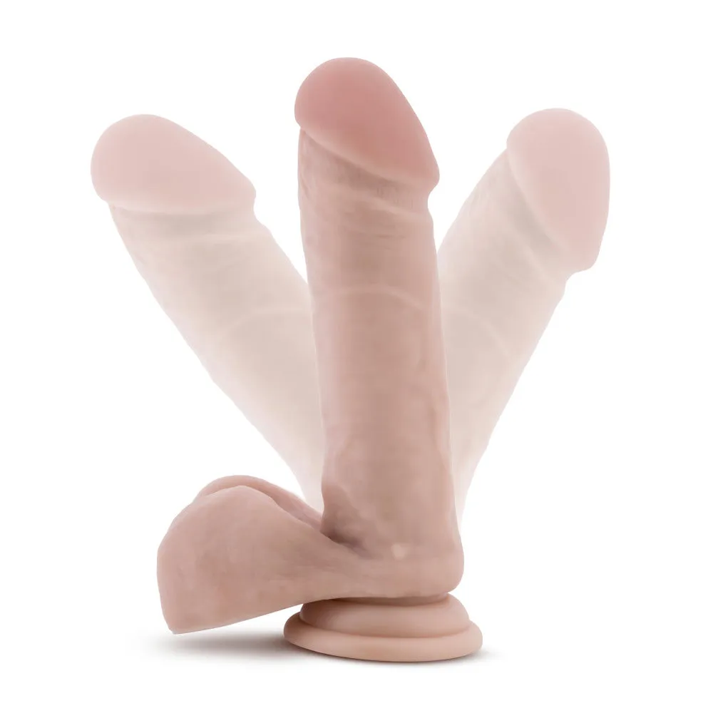 Coverboy™ By Blush® | Cowboy Realistic Curved Beige 8-Inch Long Dildo With Balls & Suction Cup Base