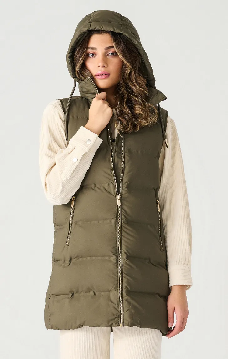 DEX Long Hooded Vest-Green