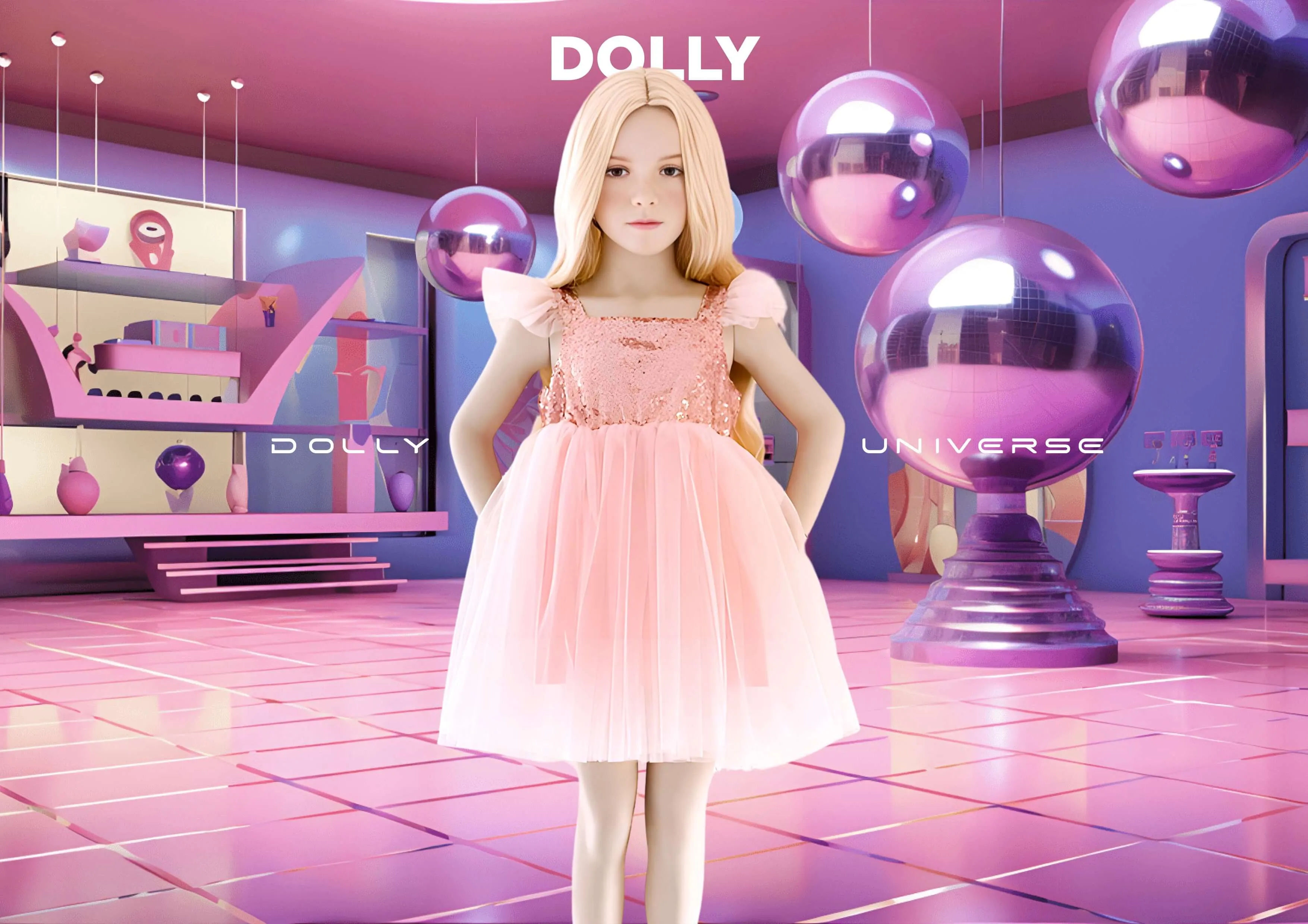 DOLLY UNIVERSE SEQUIN GLITTER GALAXY TUTU DRESS pink