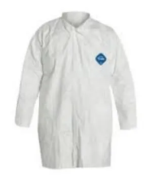 DuPont Large White 5.4 mil Tyvek Disposable Labcoat With Snap Front Closure And Collar (30 Per Case)