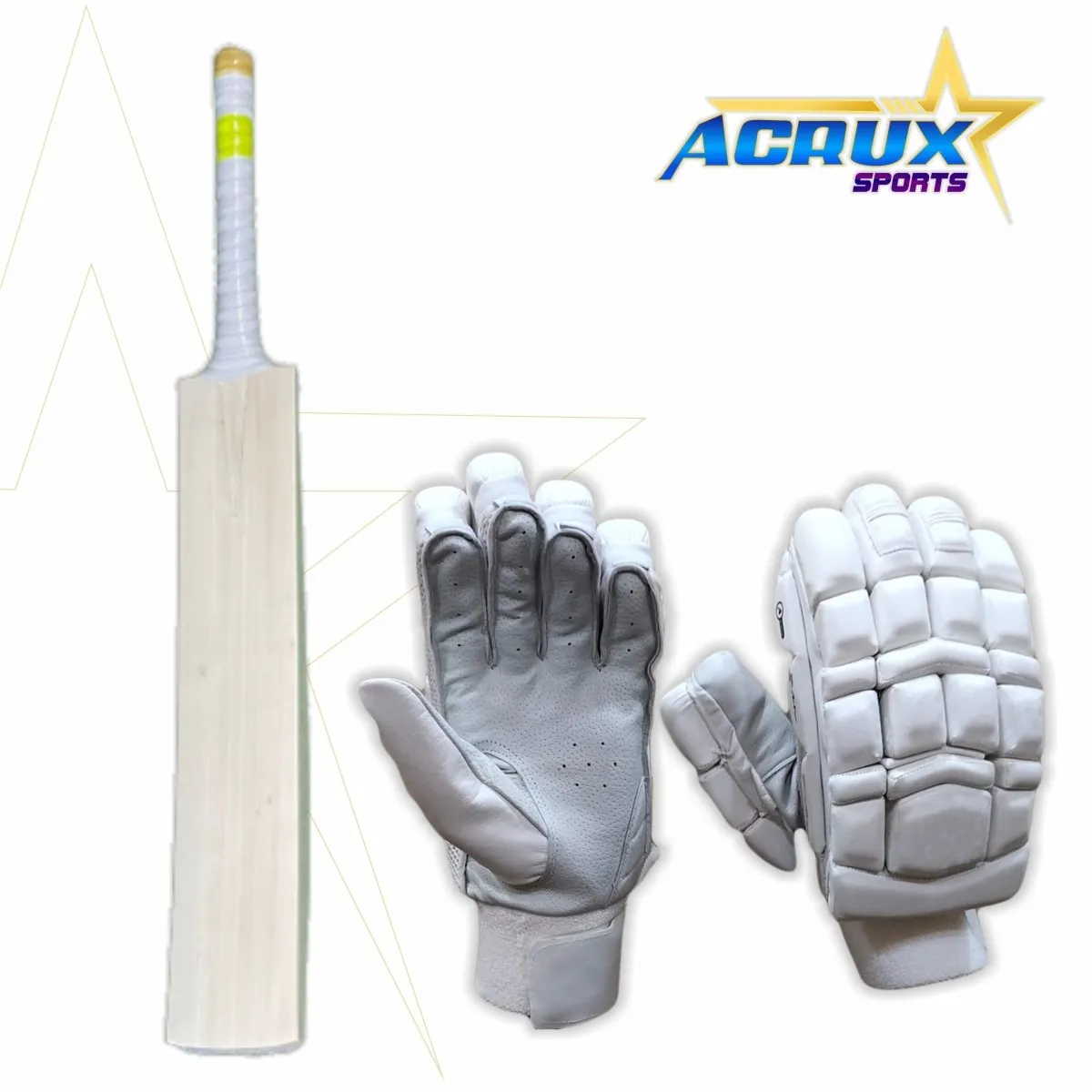 English Willow Bat With Massive 45mm   Edges   Cricket Batting Gloves RP-14 Combo