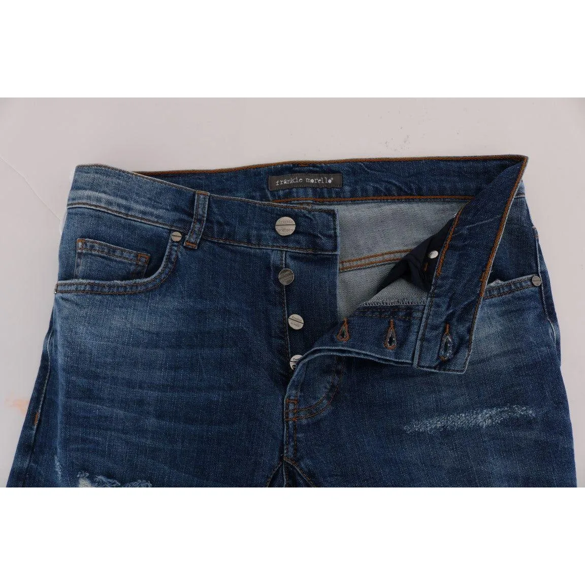 Frankie Morello Chic Slim Fit Blue Distressed Jeans