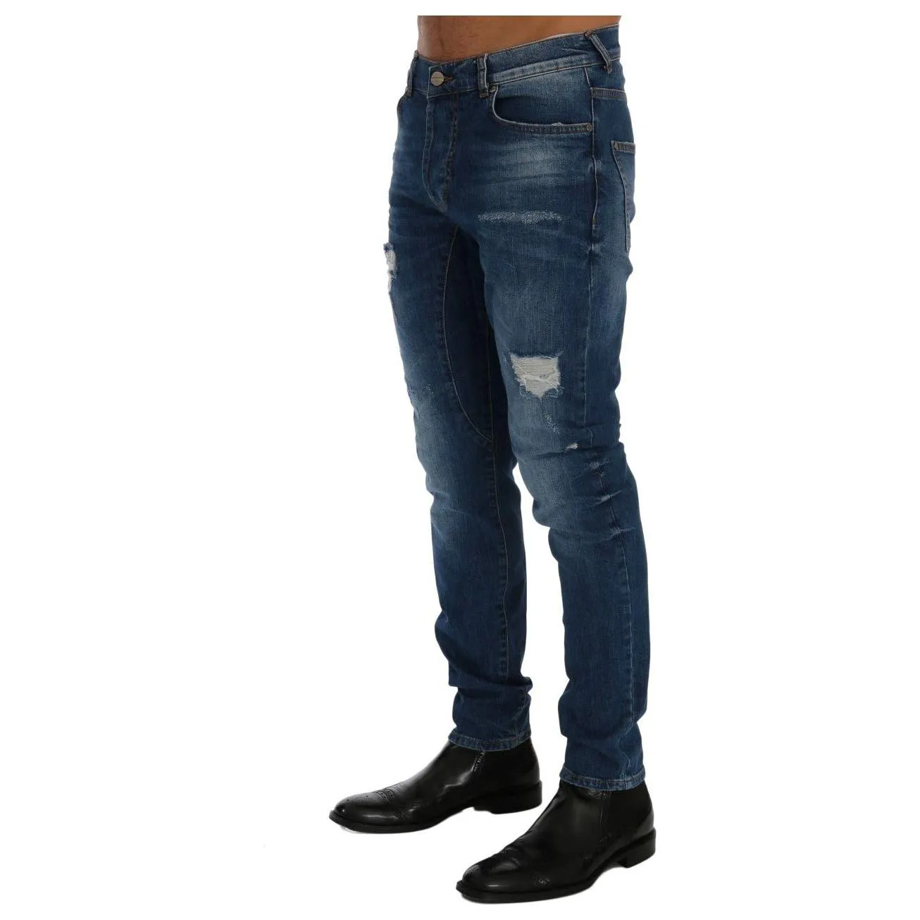 Frankie Morello Chic Slim Fit Blue Distressed Jeans