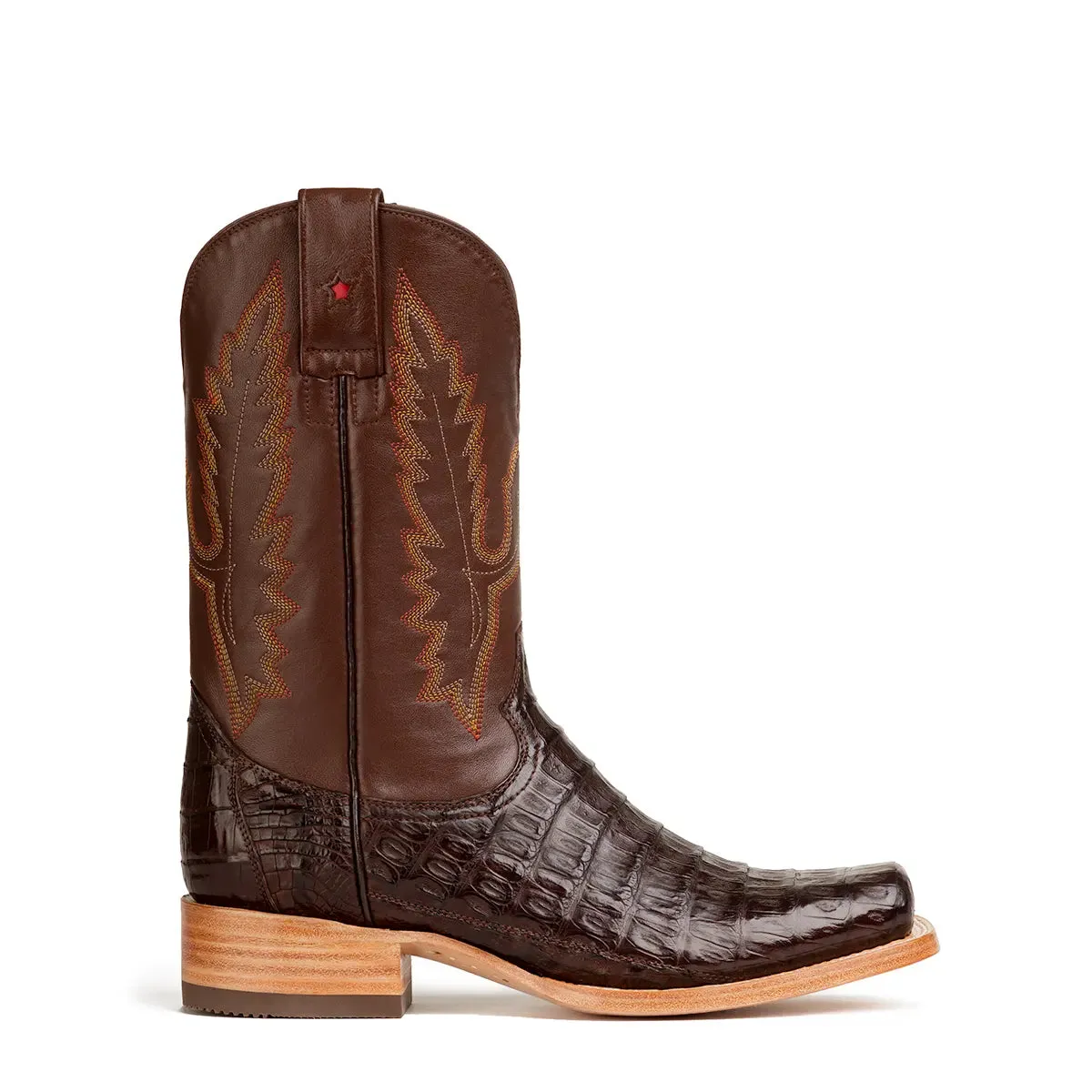 Gavel Men's Caiman Tail Belly Cut Stockman Boot - Brown