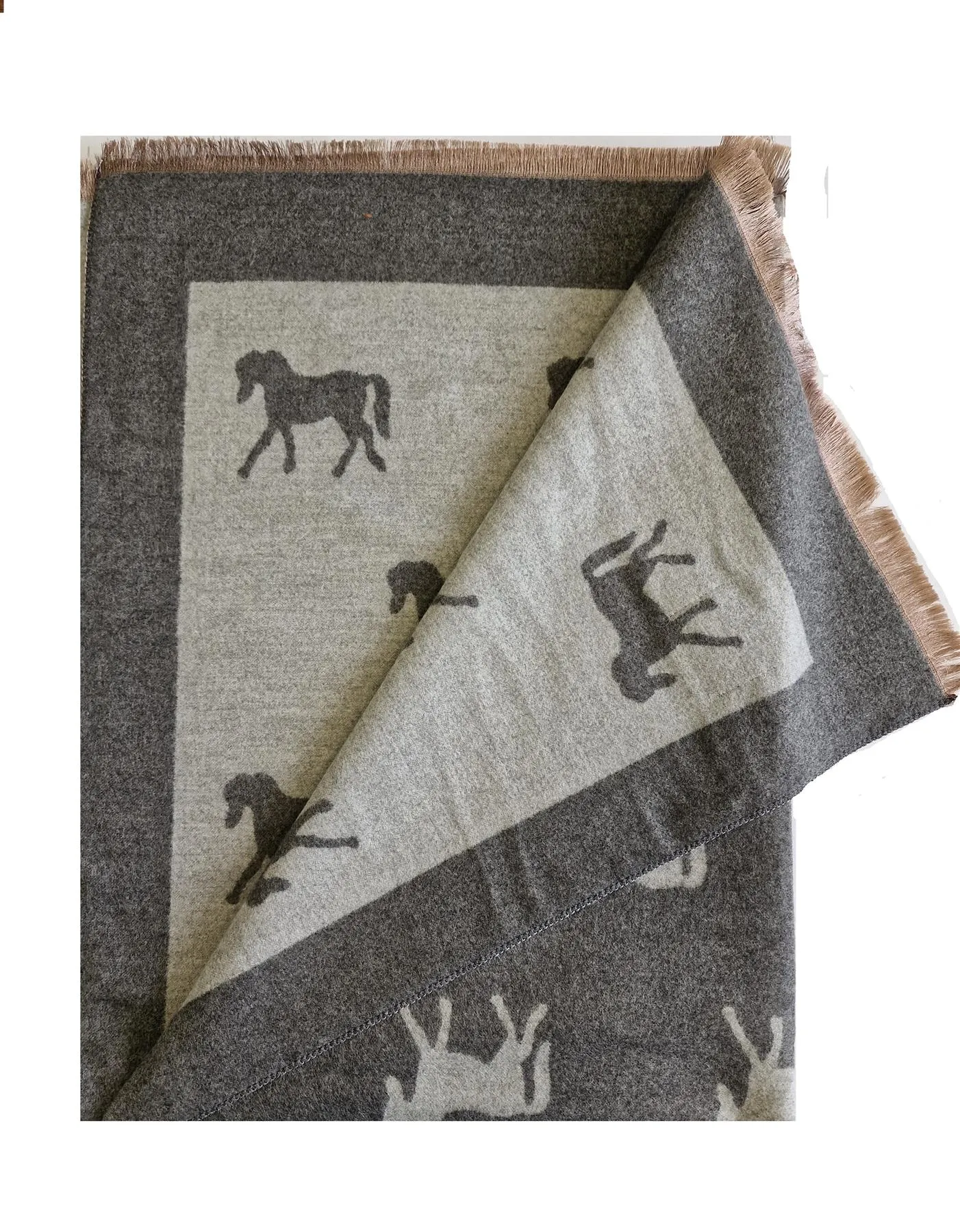 Hazy Blue Pashmina feel Luxury Ladies Womens Scarf - Horse