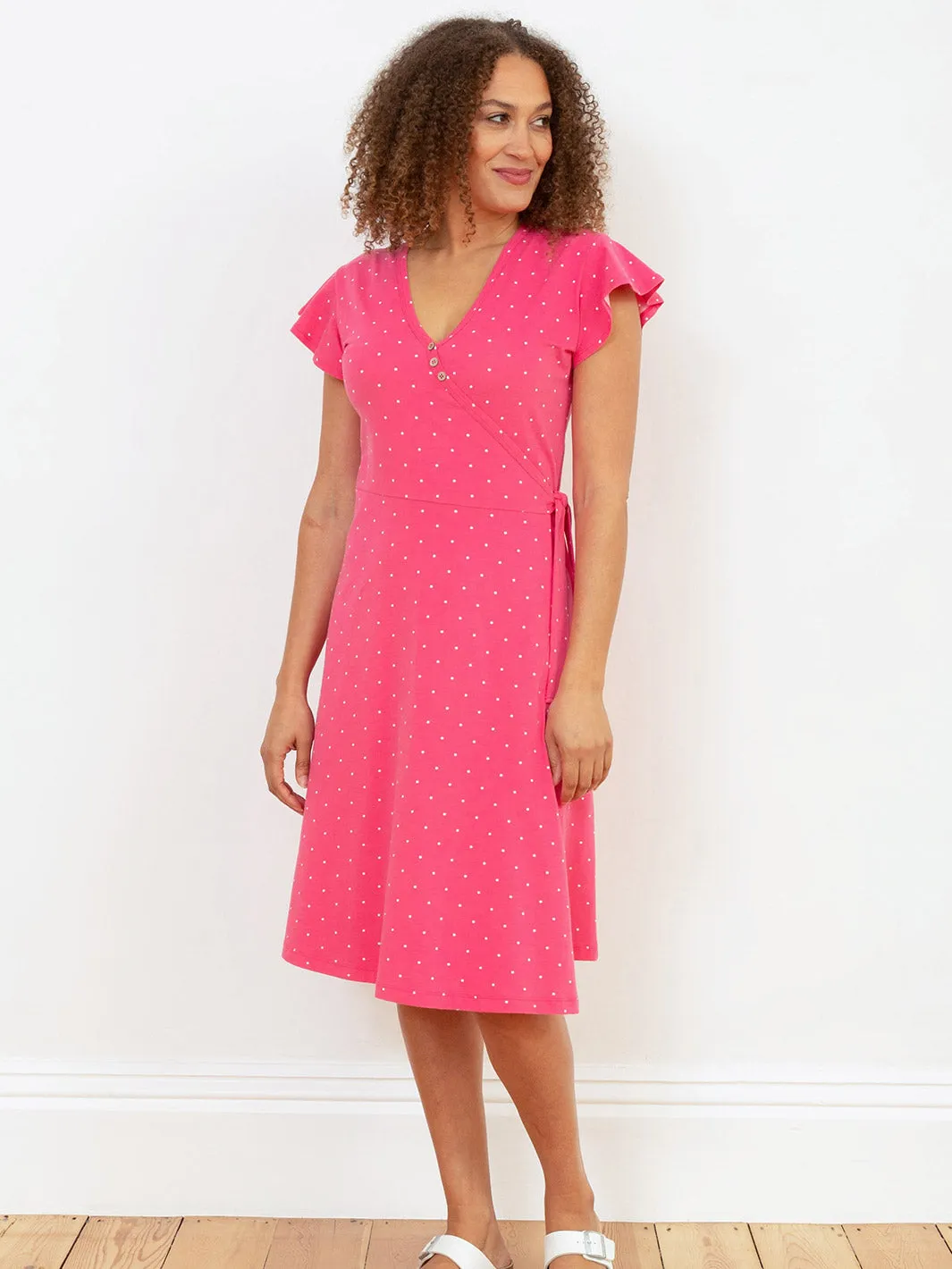 Highcliffe jersey wrap dress tiny dot