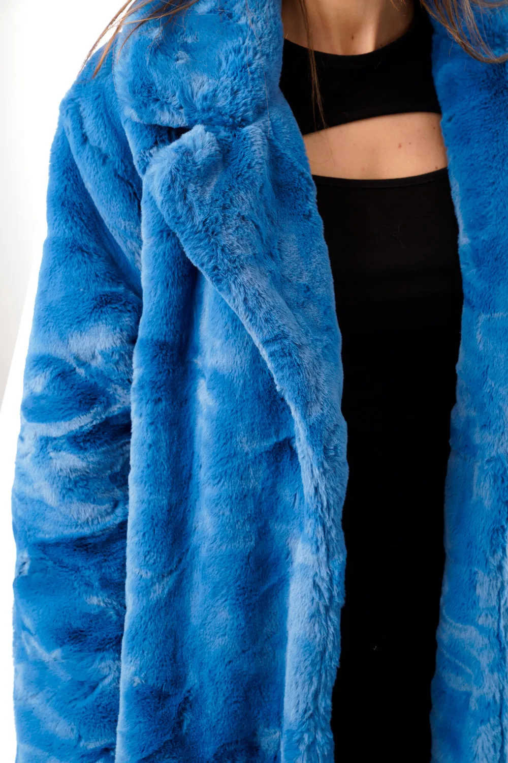 Longline Faux Fur Coat with Belt