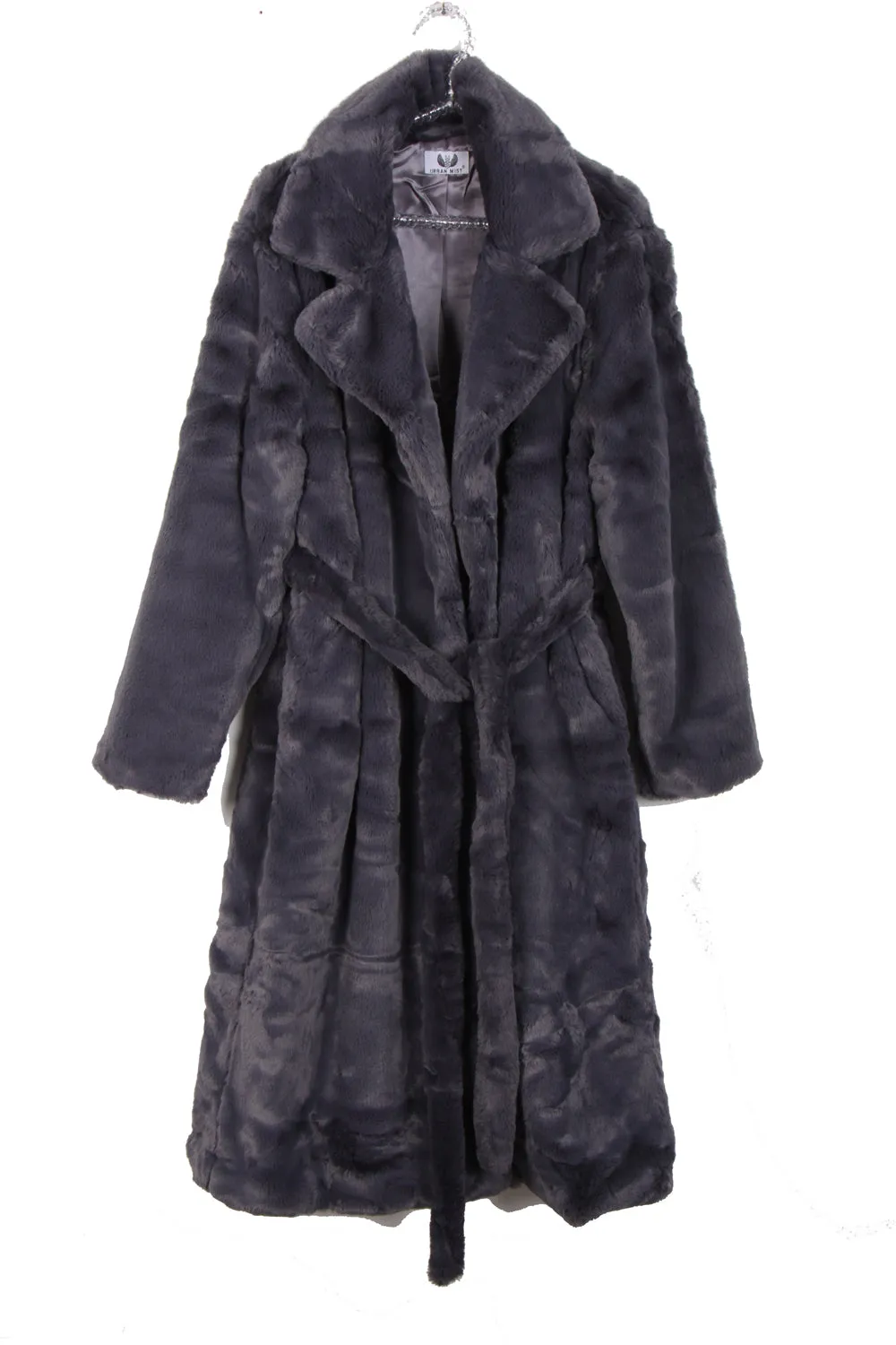 Longline Faux Fur Coat with Belt