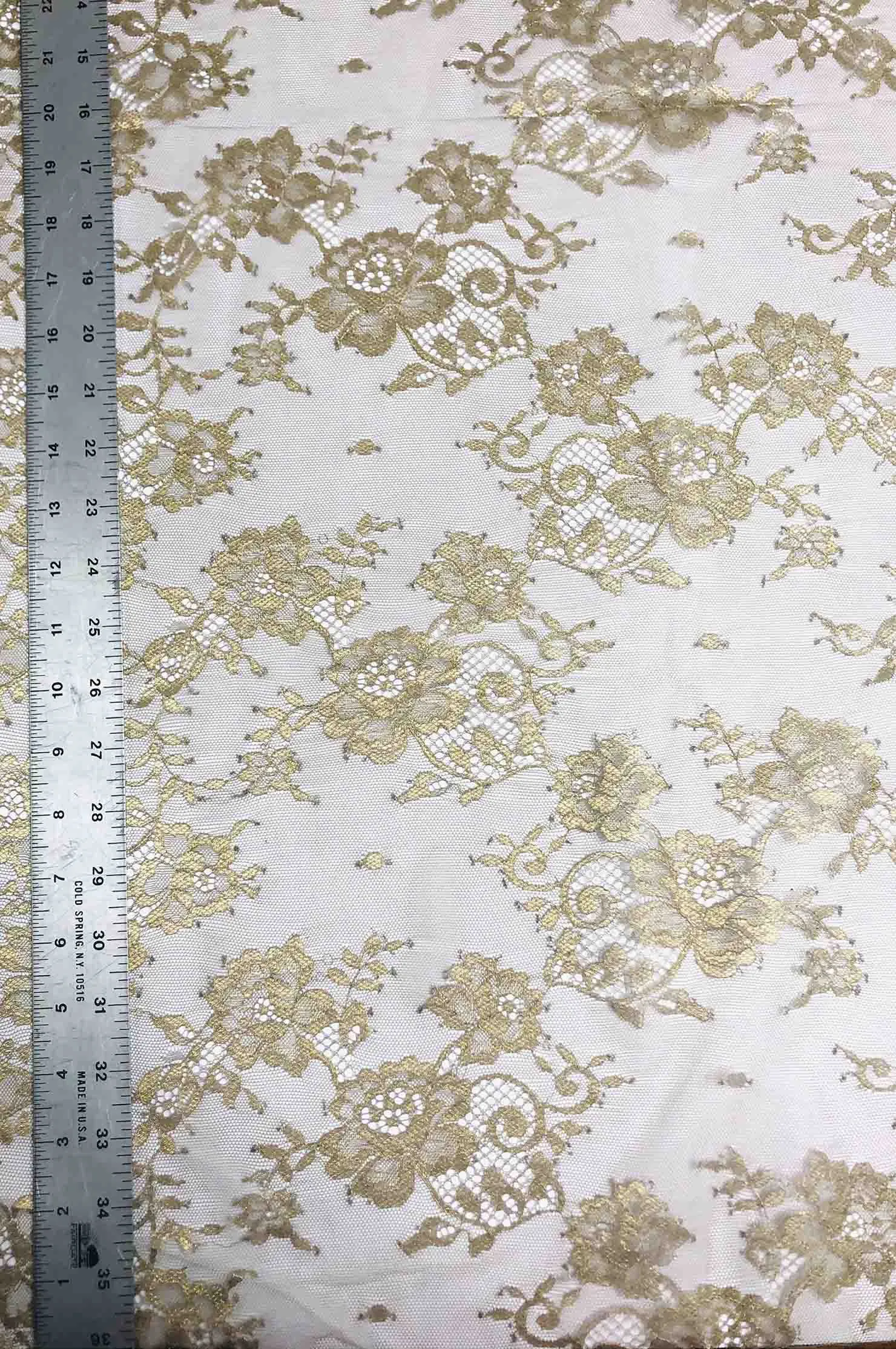 Metallic Khaki French Plain Lace FLP-001/9 Fabric