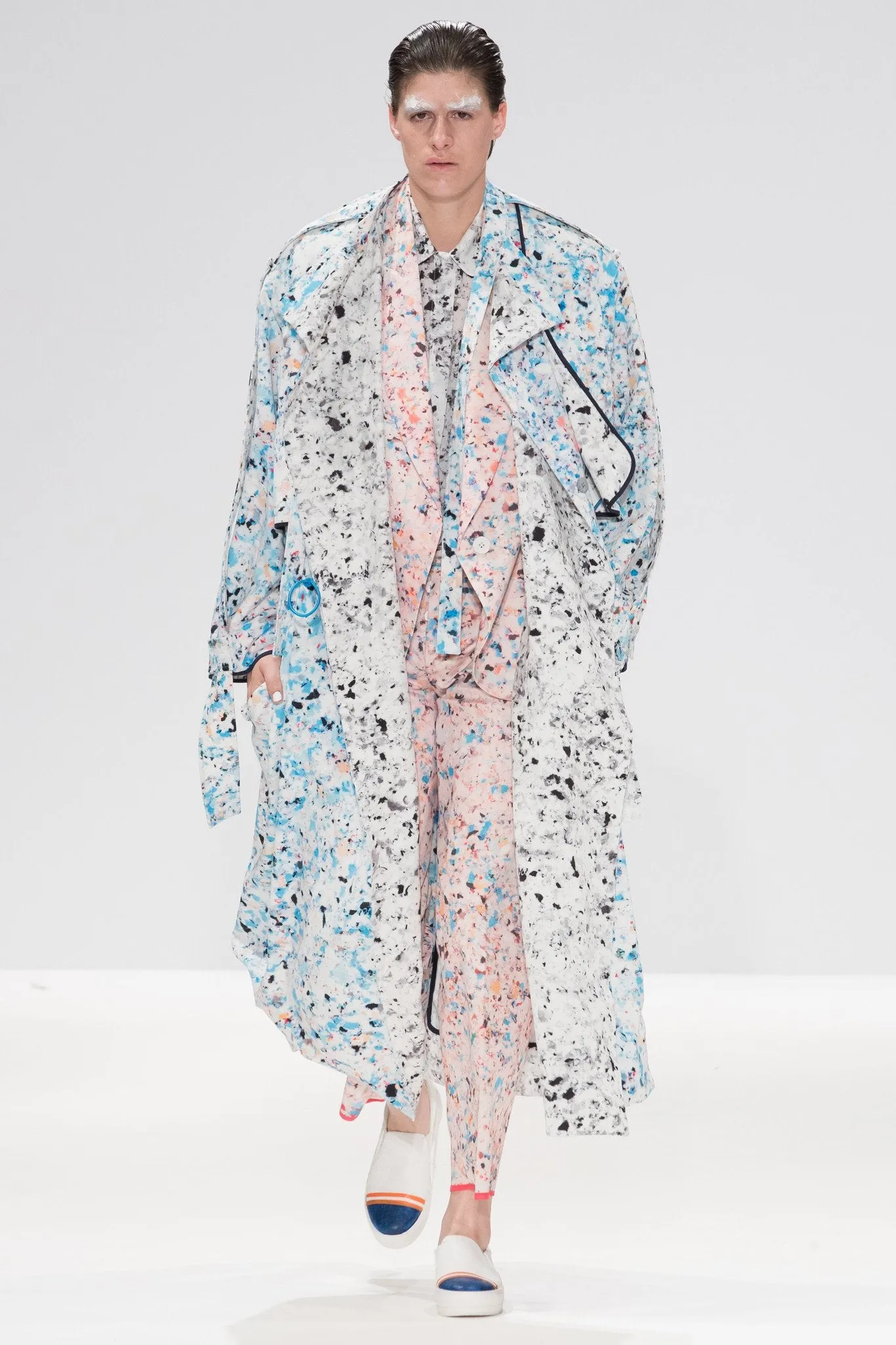 Multi coloured foam Print "Helios" Drape Coat