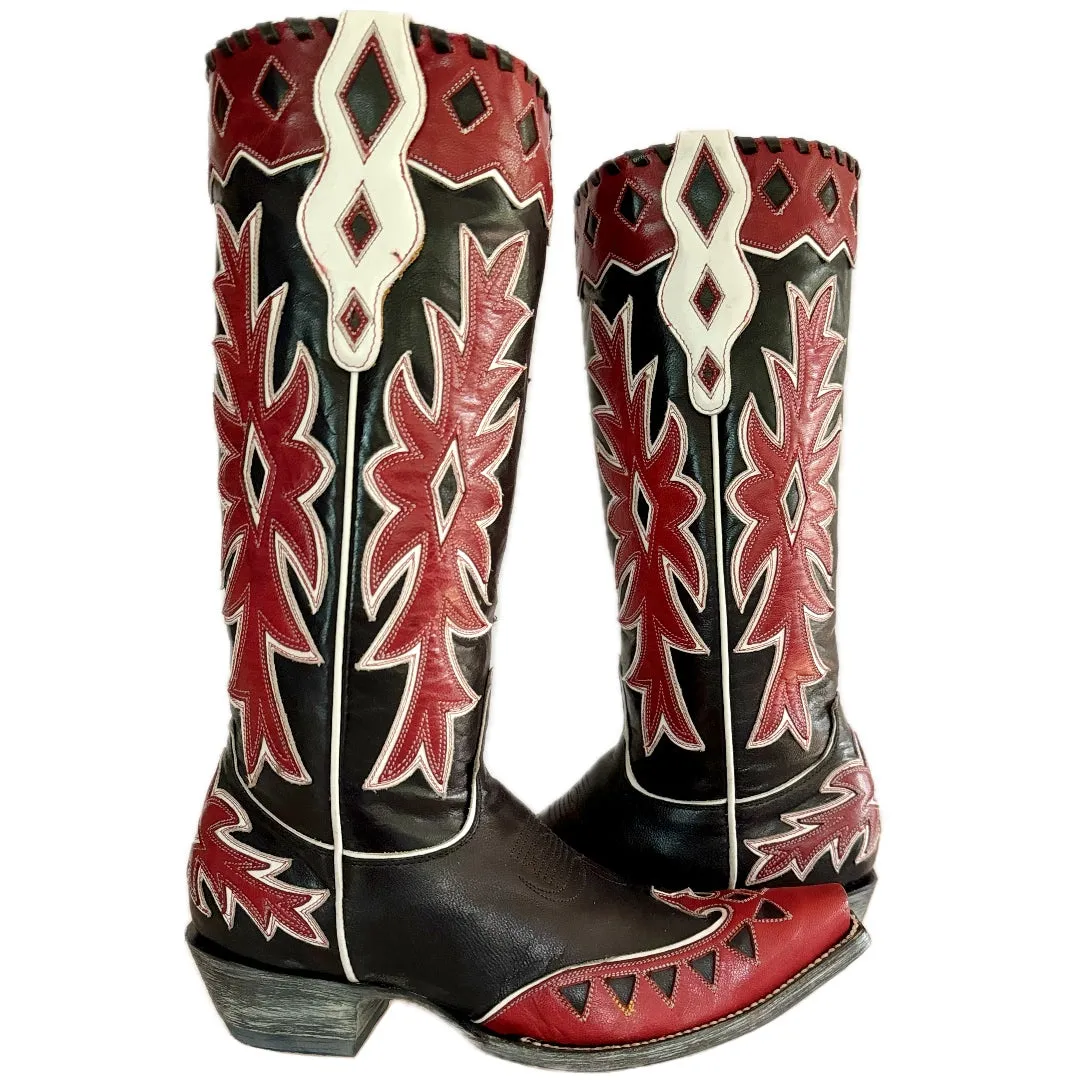 OLD GRINGO Miles City Vintage Style Black Red Womens Cowboy Boots