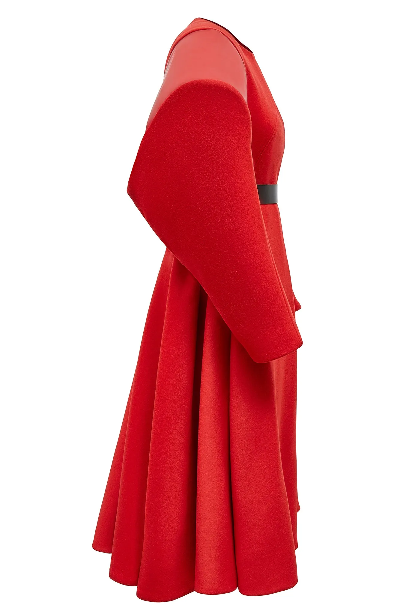 Red Wool and Latex "Broad" Coat