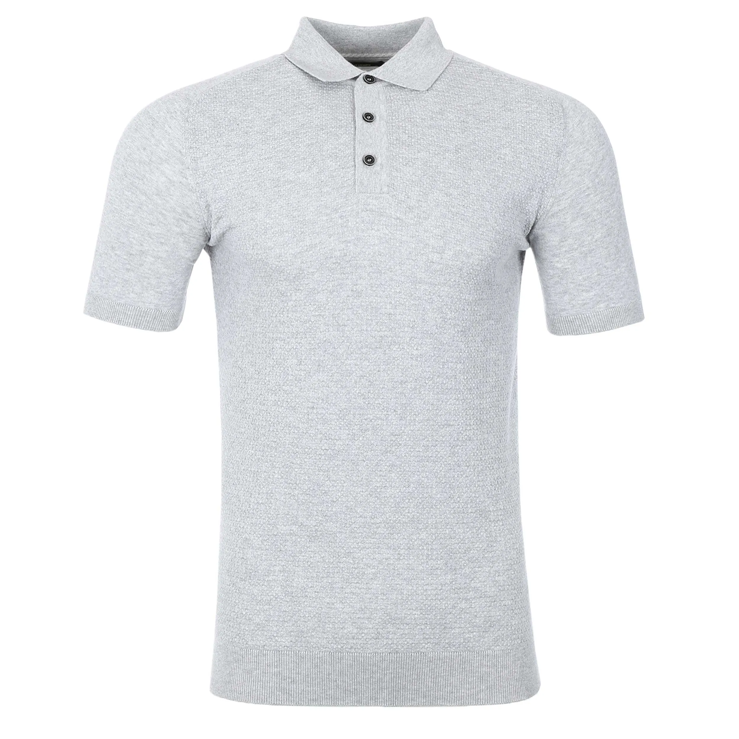 Remus Uomo Waffle Knitted Polo Shirt in Grey