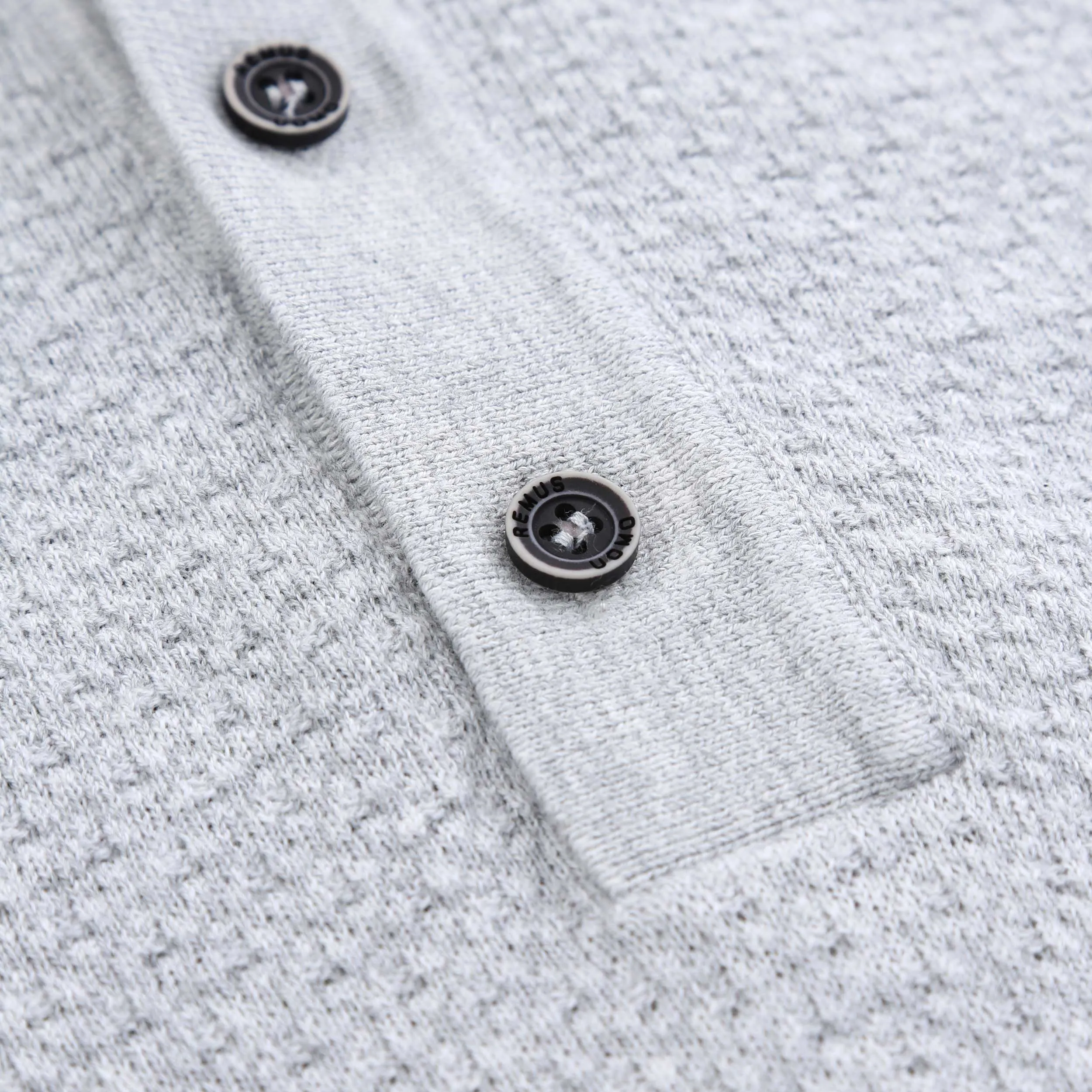 Remus Uomo Waffle Knitted Polo Shirt in Grey