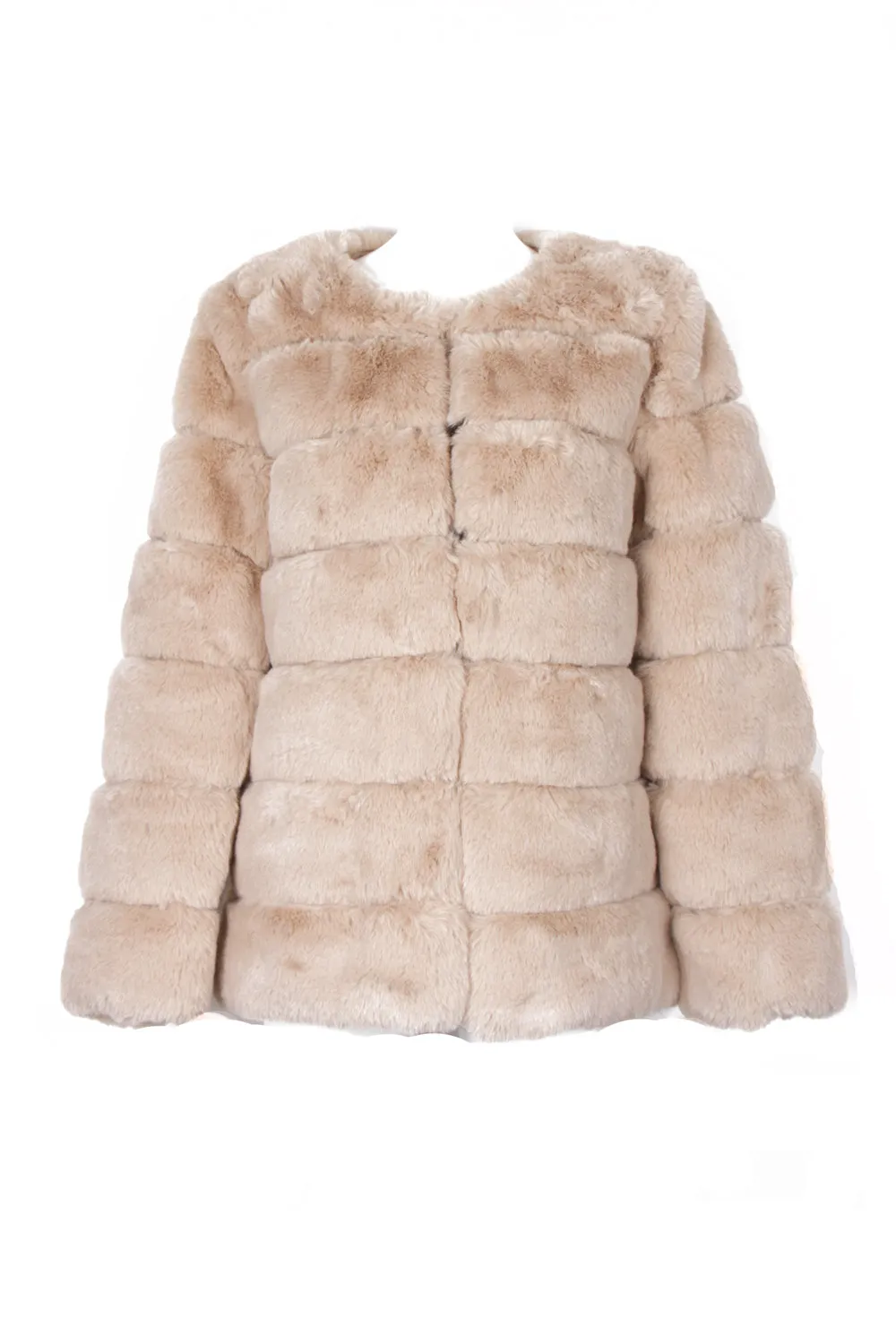 Soft Faux Fur Panel Coat