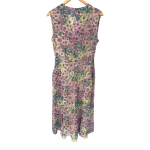 Sportmax 100% Silk Sleeveless Dress Pink Floral with Slip UK Size 10