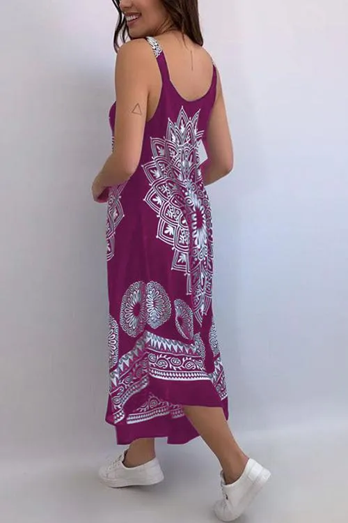 Totem Print Slip Maxi Dress