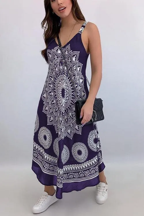 Totem Print Slip Maxi Dress