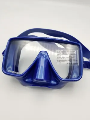 Used Cressi SF1 Squared Frameless Dive Mask - Blue Metal