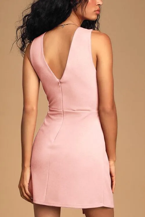 V Neck Sleeveless Wrap Mini Dress